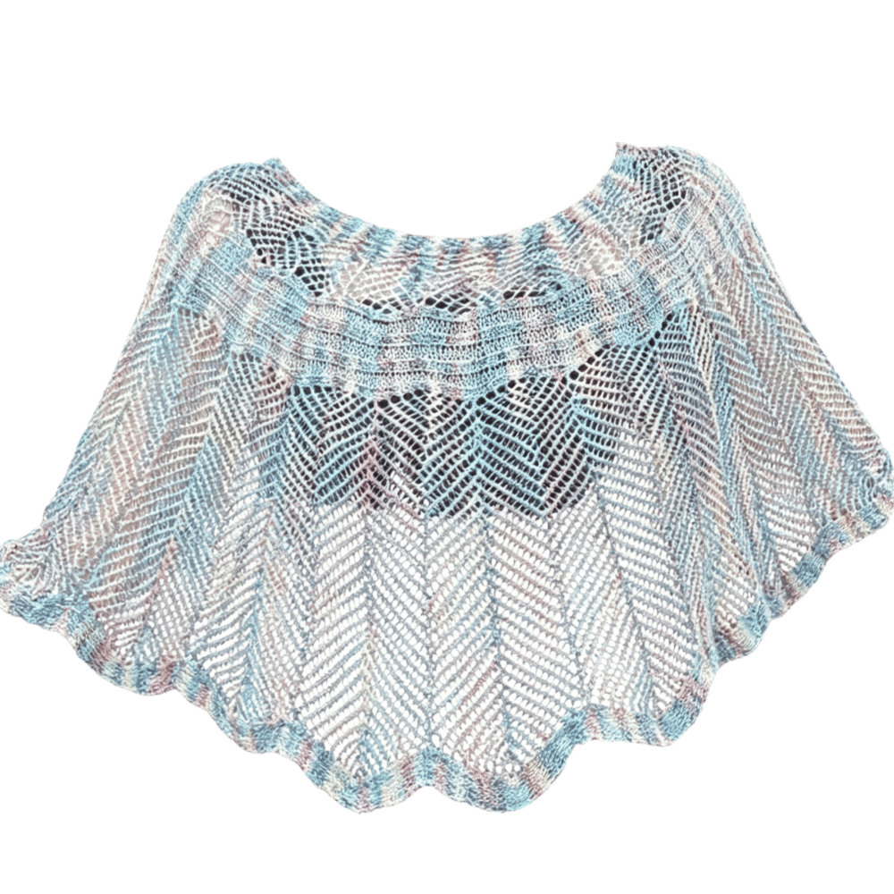 Vintage Fashion Knitwear - Pullover Style Crochet Shawl Pearl Brooch