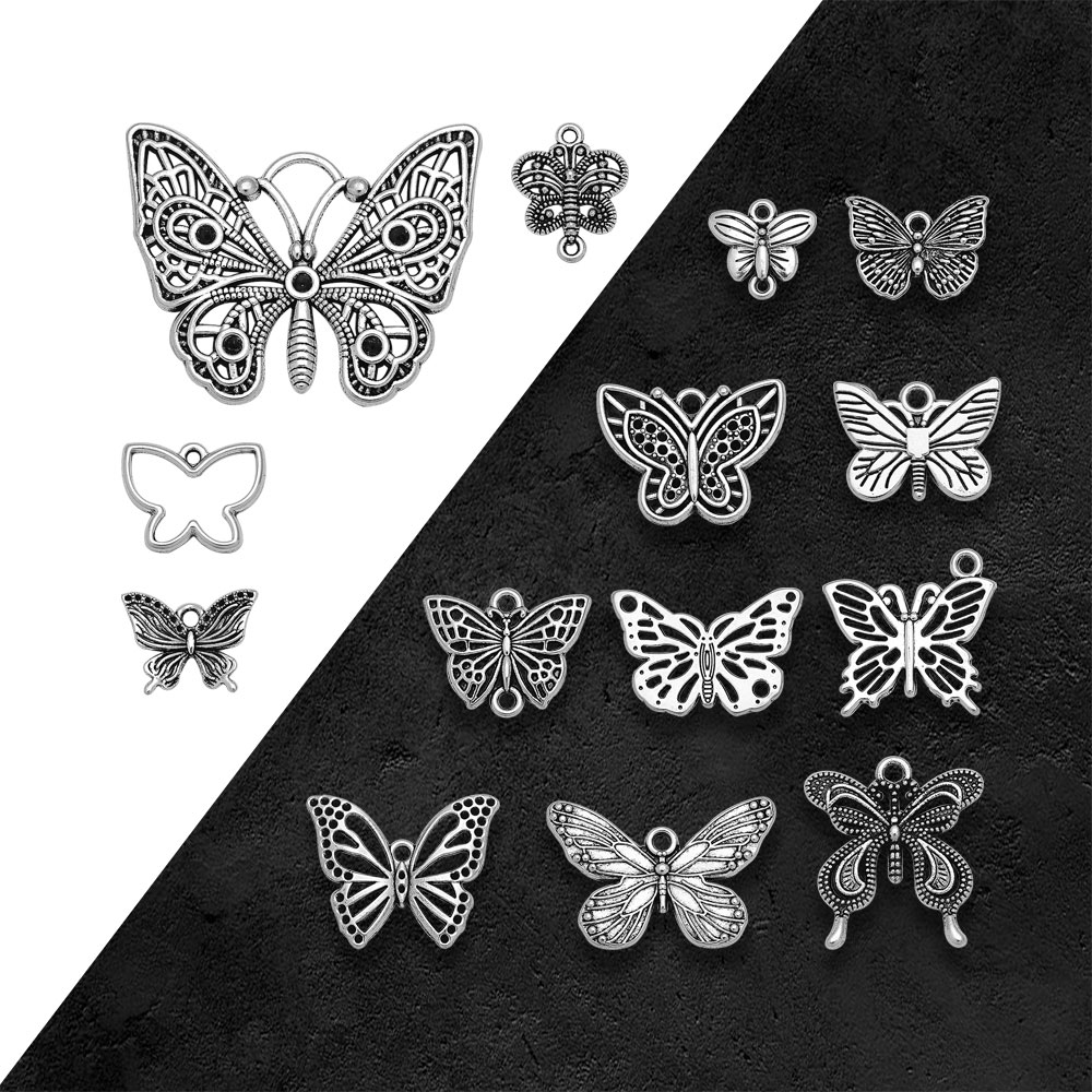 Vintage Fashion Resale - Antique Silver Plated Cute Butterfly Charms