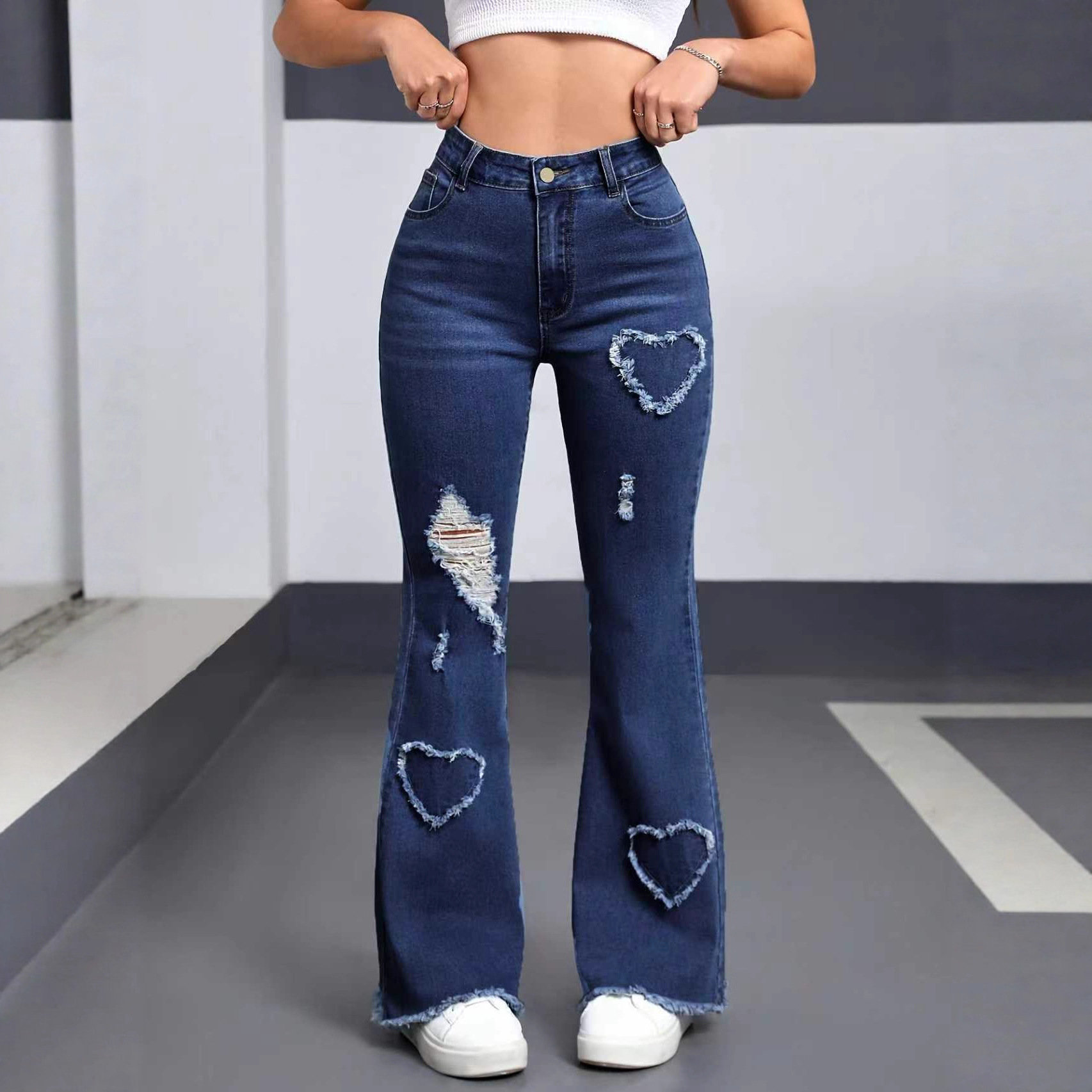 Vintage Fashion Style Female - Korean Style Women Blue Solid Color