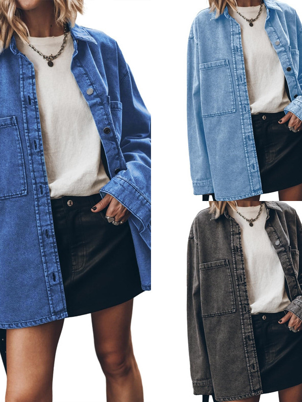 Women's Loose Fit Denim Jacket - Vintage Fashion Hong Kong 评论和价格