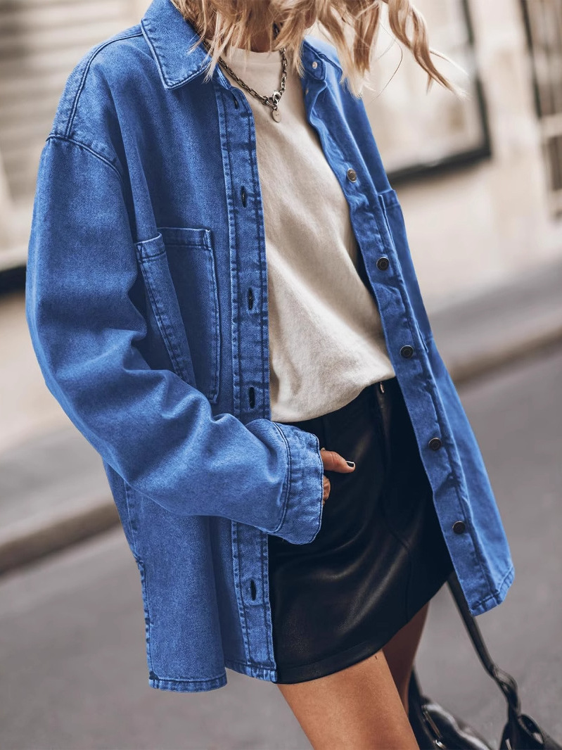 Women's Loose Fit Denim Jacket - Vintage Fashion Hong Kong 评论和价格