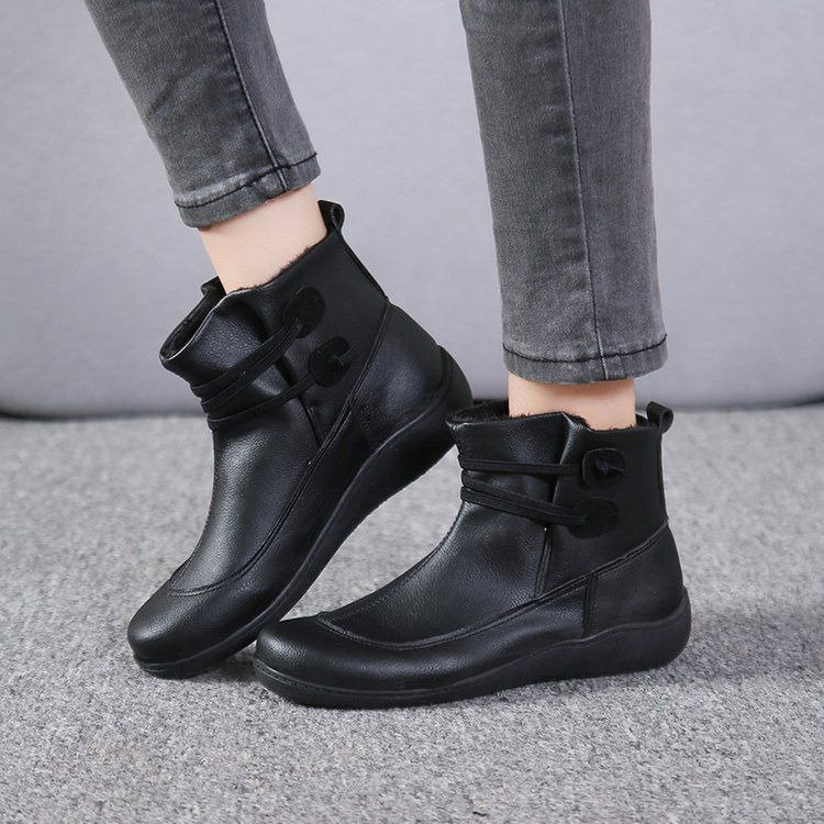 Women Vintage Round Toe PU Lea - Vintage Fashion For Men 评论和价格