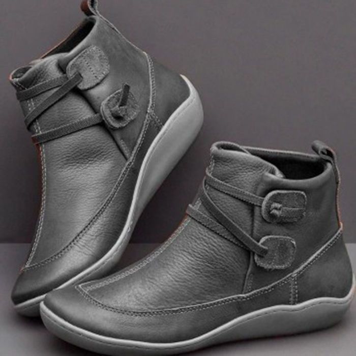 Women Vintage Round Toe PU Lea - Vintage Fashion For Men 评论和价格