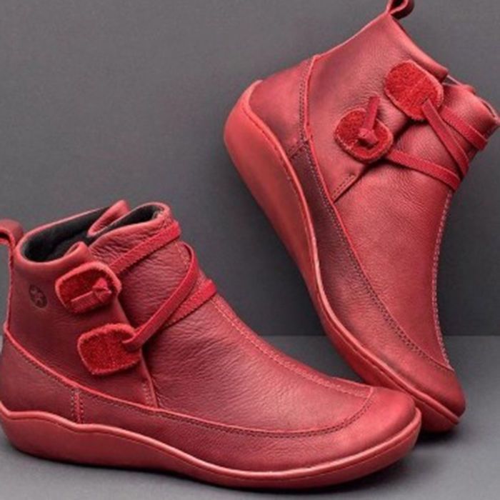 Women Vintage Round Toe PU Lea - Vintage Fashion For Men 评论和价格