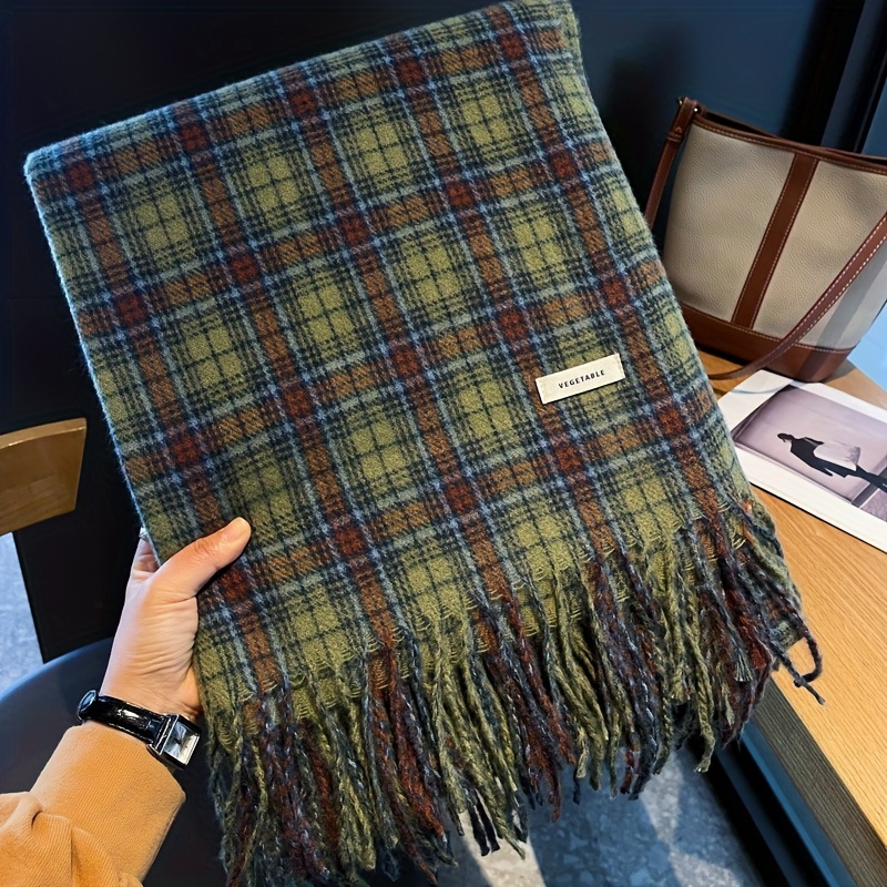 Vintage Green Plaid Tassel Sca - Vintage Fashion Knitwear 评论和价格