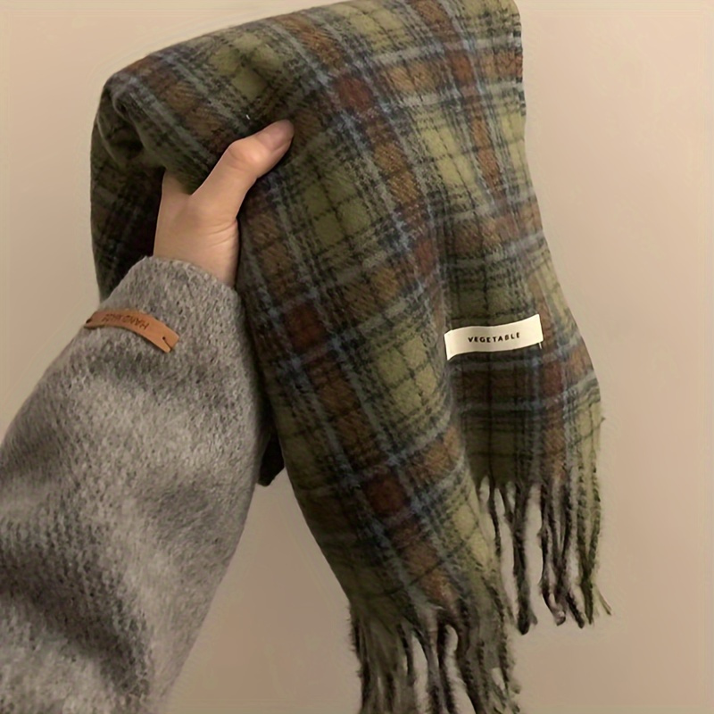 Vintage Green Plaid Tassel Sca - Vintage Fashion Knitwear 评论和价格