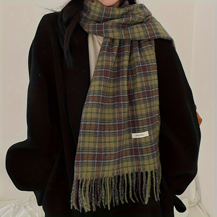 Vintage Green Plaid Tassel Sca - Vintage Fashion Knitwear 评论和价格