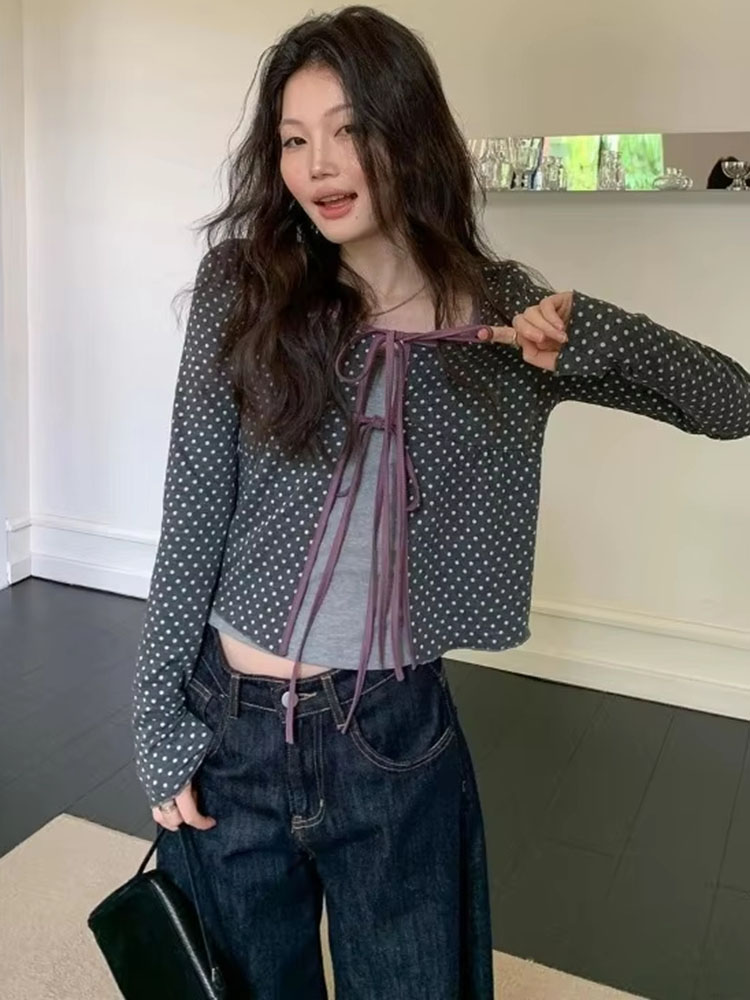 Women Knitted Cardigan Polka D - Vintage Fashion Style Female 评论和价格