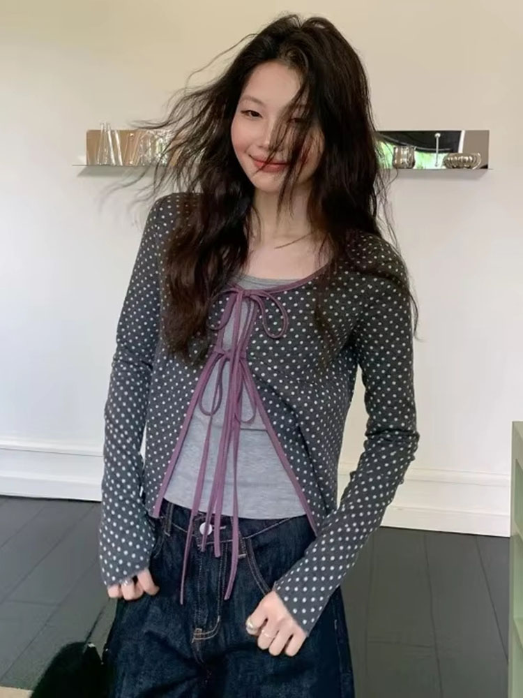 Women Knitted Cardigan Polka D - Vintage Fashion Style Female 评论和价格