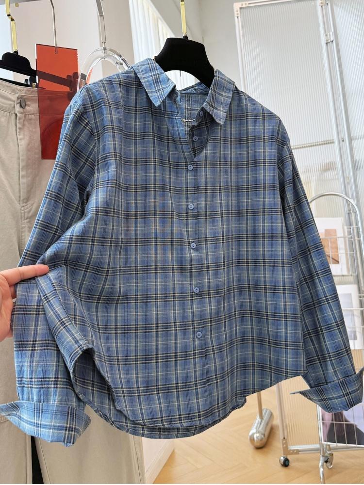 Women Vintage Plaid Cotton Lon - Vintage Fashion Style Female 评论和价格
