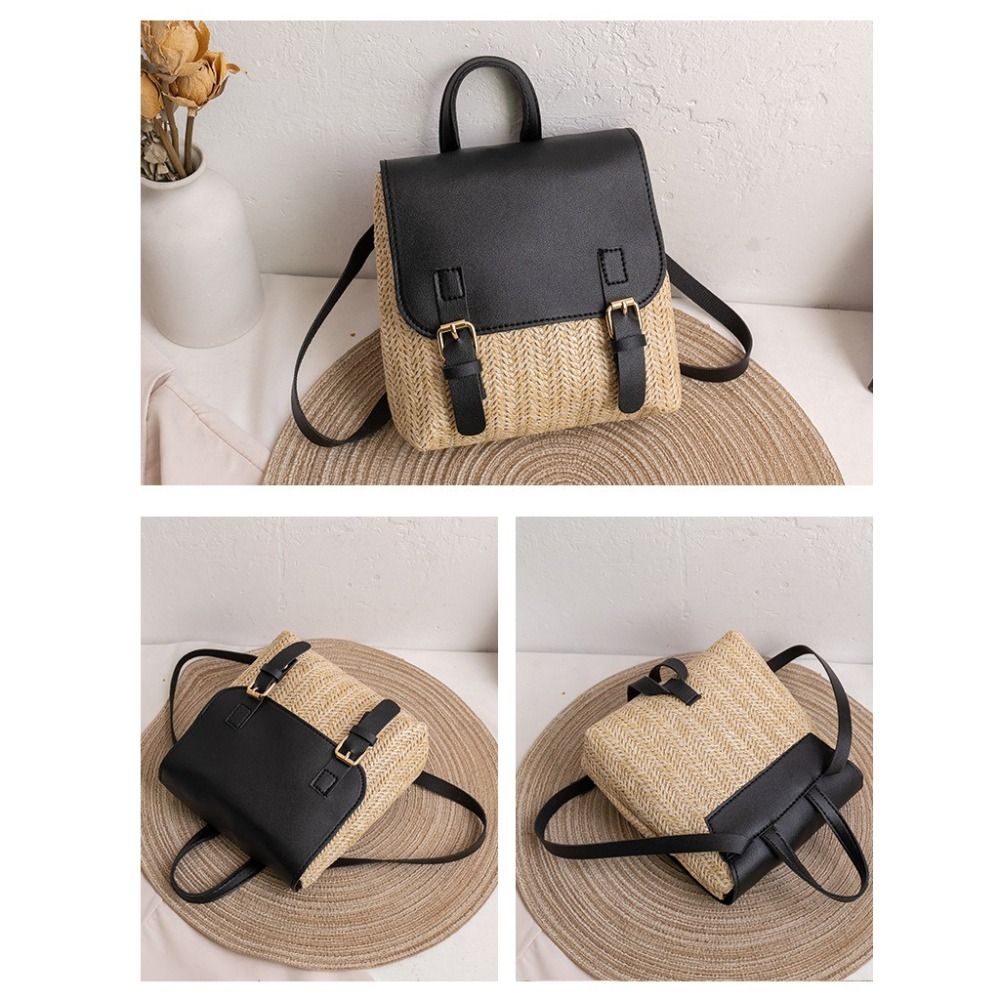 Versatile Bag PU Leather Straw - Vintage Fashion Looks 评论和价格