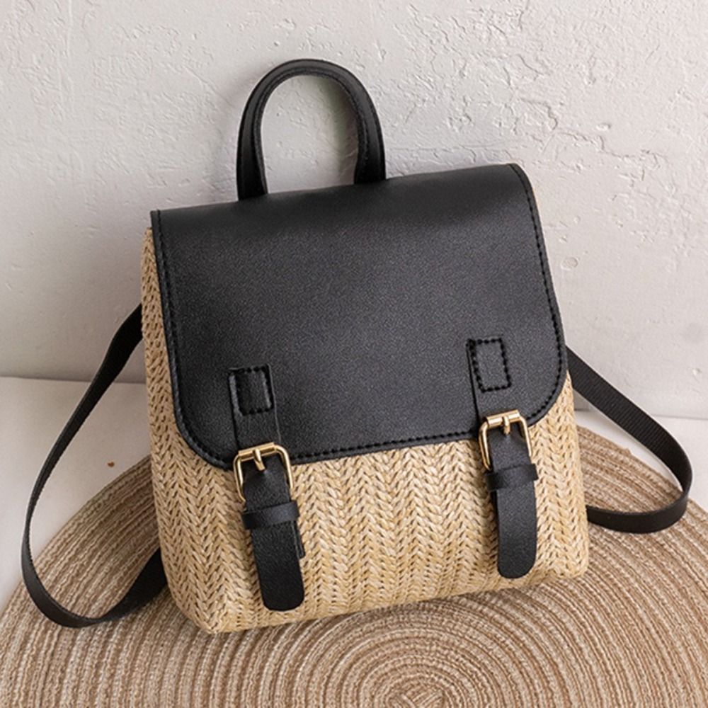 Versatile Bag PU Leather Straw - Vintage Fashion Looks 评论和价格