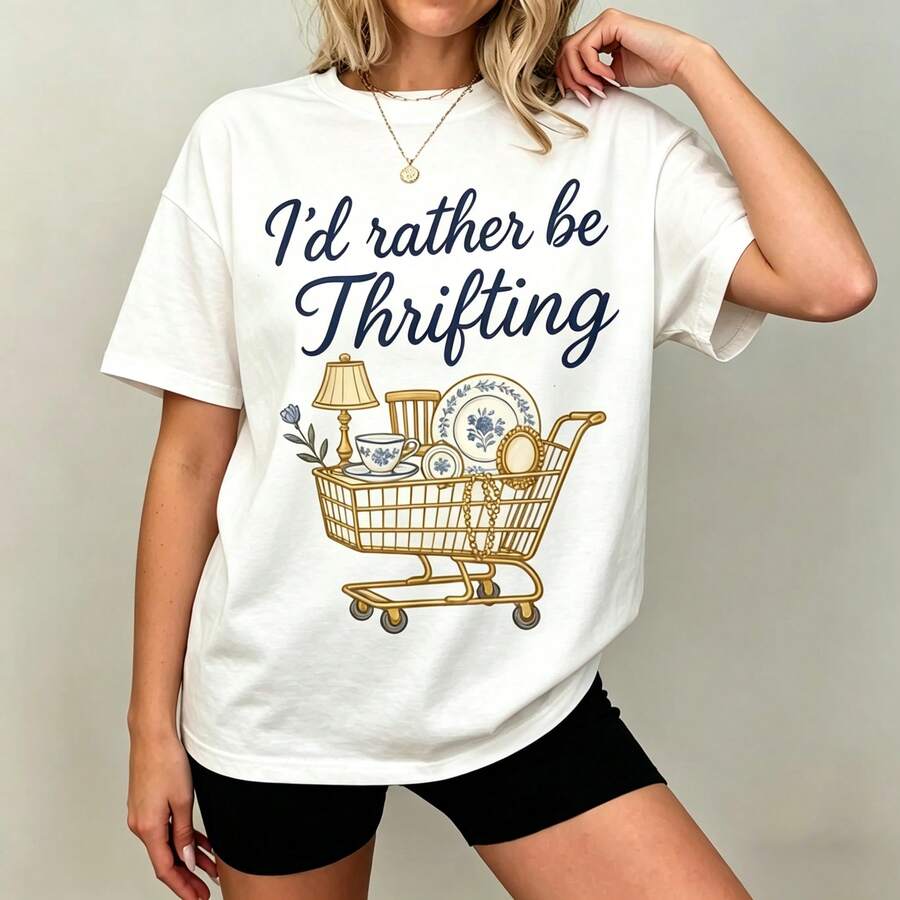 [Graphic Tee] 100% Cotton I'd  - Vintage Fashion Thrift 评论和价格
