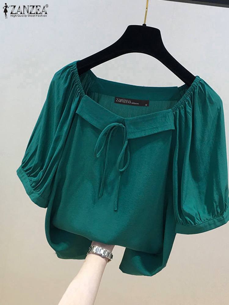 ZANZEA Korean Style Solid Blou - Vintage Fashion Style Female 评论和价格