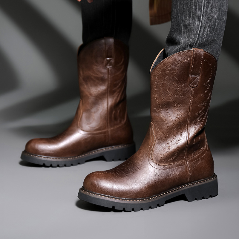 Fashion Mens Cowboy Boots New  - Vintage Fashion For Men 评论和价格