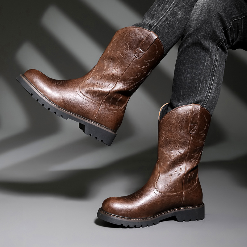 Fashion Mens Cowboy Boots New  - Vintage Fashion For Men 评论和价格