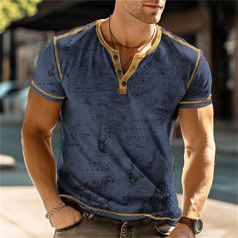 Men's Henry Shirts Funny 3D Pr - Vintage Fashion For Men 评论和价格