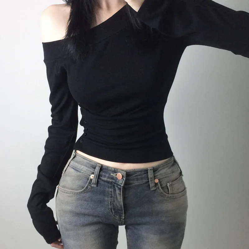 Y2K Vintage Pleated Button T-S - Vintage Fashion Streetwear 评论和价格