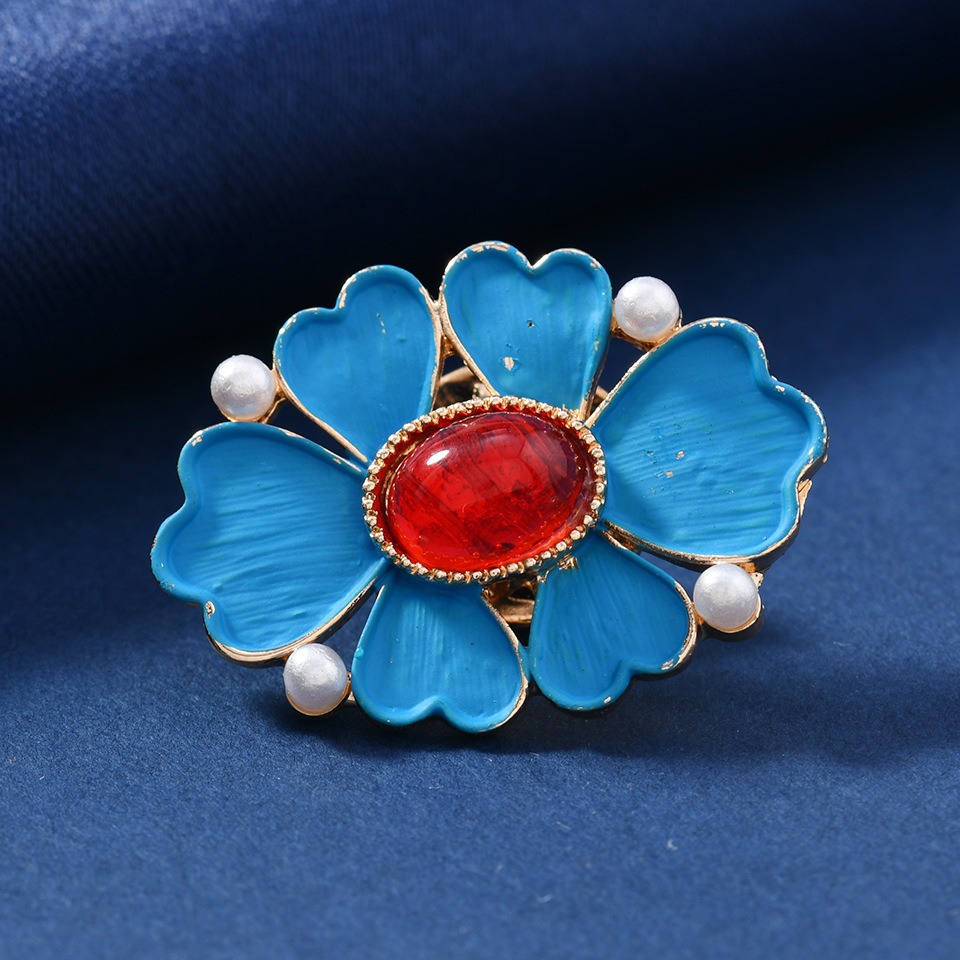 Vintage Enamel Blue Flower Bro - Vintage Fashion Knitwear 评论和价格