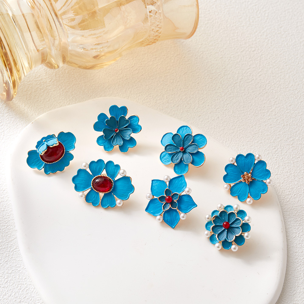 Vintage Enamel Blue Flower Bro - Vintage Fashion Knitwear 评论和价格