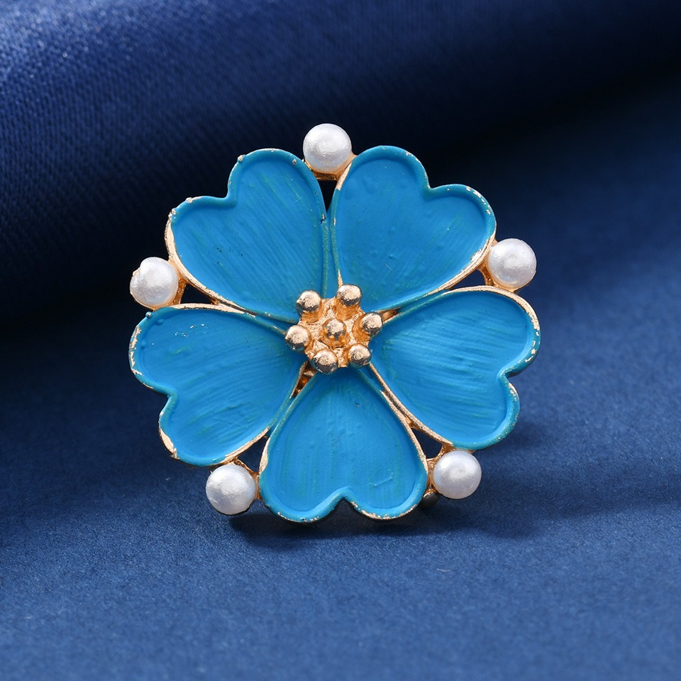 Vintage Enamel Blue Flower Bro - Vintage Fashion Knitwear 评论和价格