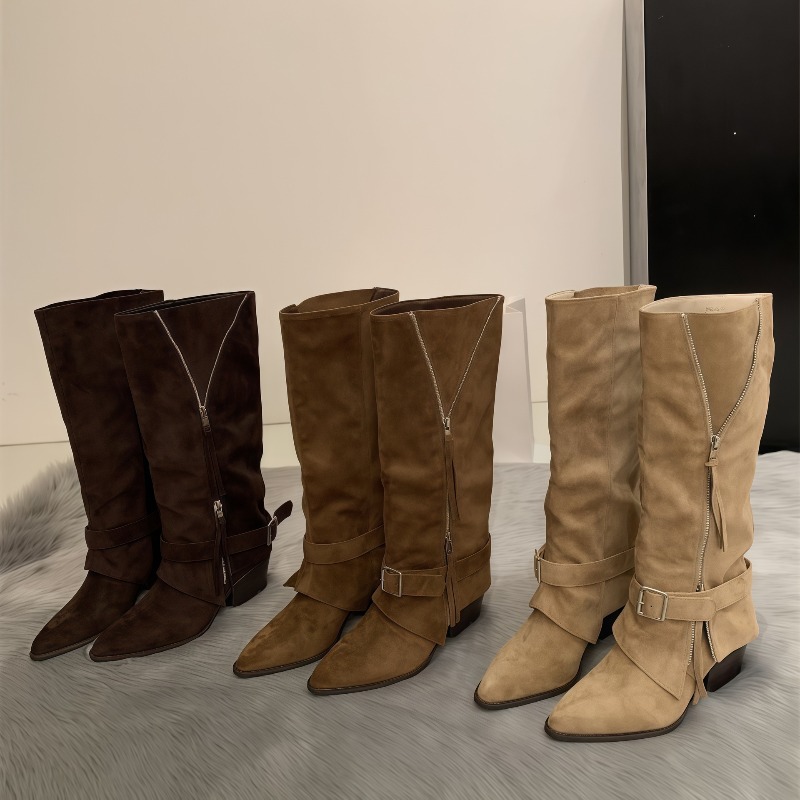 Women's Boots Vintage Suede Le - Vintage Fashion Streetwear 评论和价格