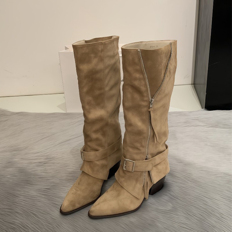 Women's Boots Vintage Suede Le - Vintage Fashion Streetwear 评论和价格