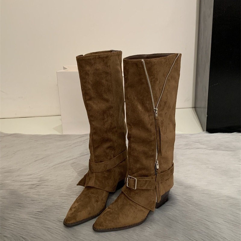 Women's Boots Vintage Suede Le - Vintage Fashion Streetwear 评论和价格