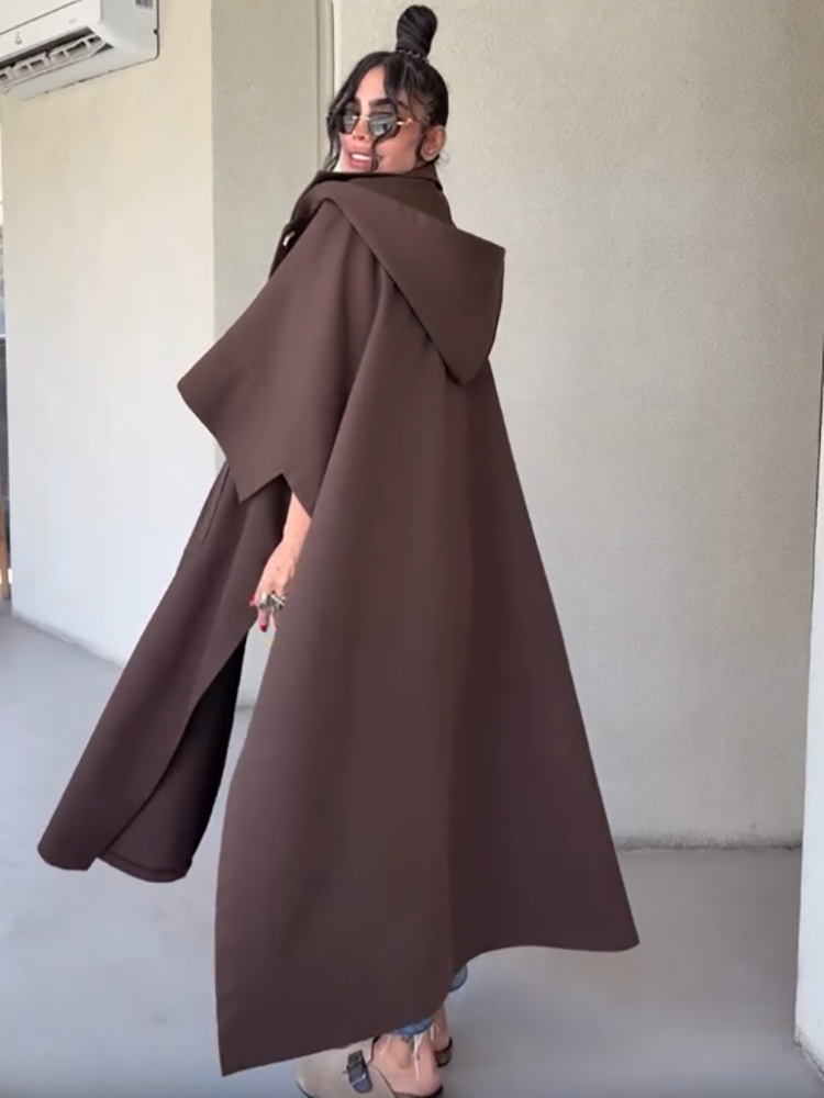 Fashion Solid Cape‑style Long  - Vintage Fashion Style Female 评论和价格