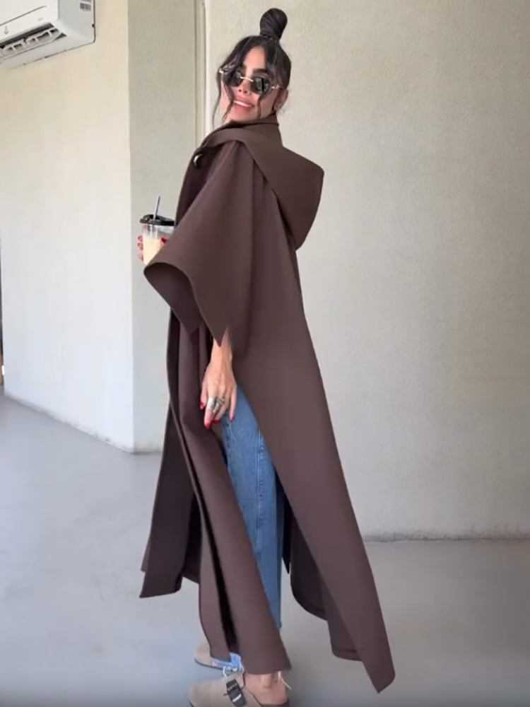 Fashion Solid Cape‑style Long  - Vintage Fashion Style Female 评论和价格